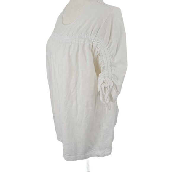 Eloquii Runched Sleeve Blouse White Tie 14/16 1X - Picture 2 of 5